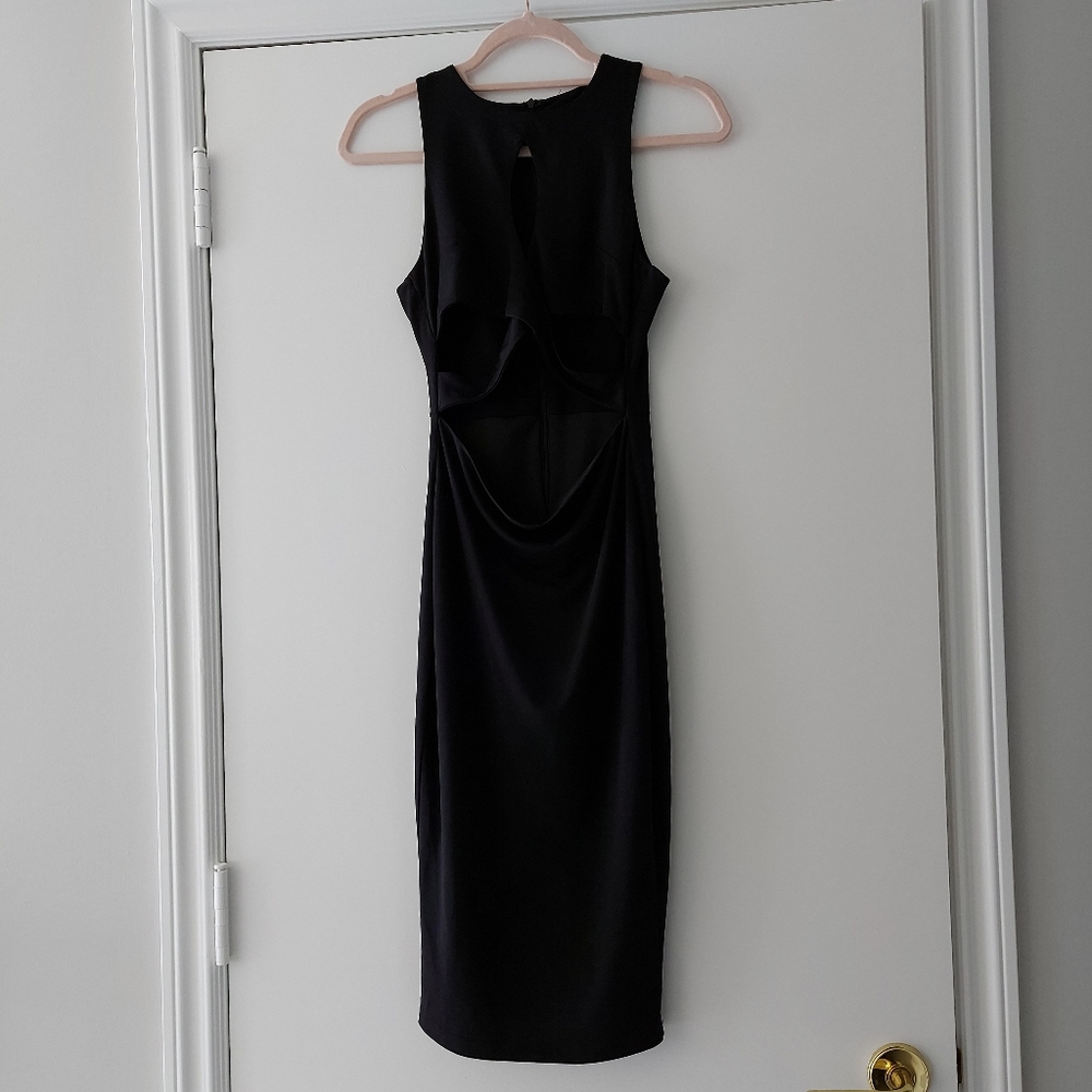 Dance & Marvel Solid Black Lbd Stretch Cutout Mid… - image 1